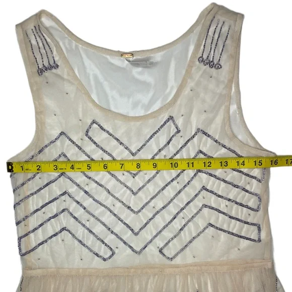 Free People Embellished Slip Mesh Beaded Dress Sz S - Picture 12 of 13